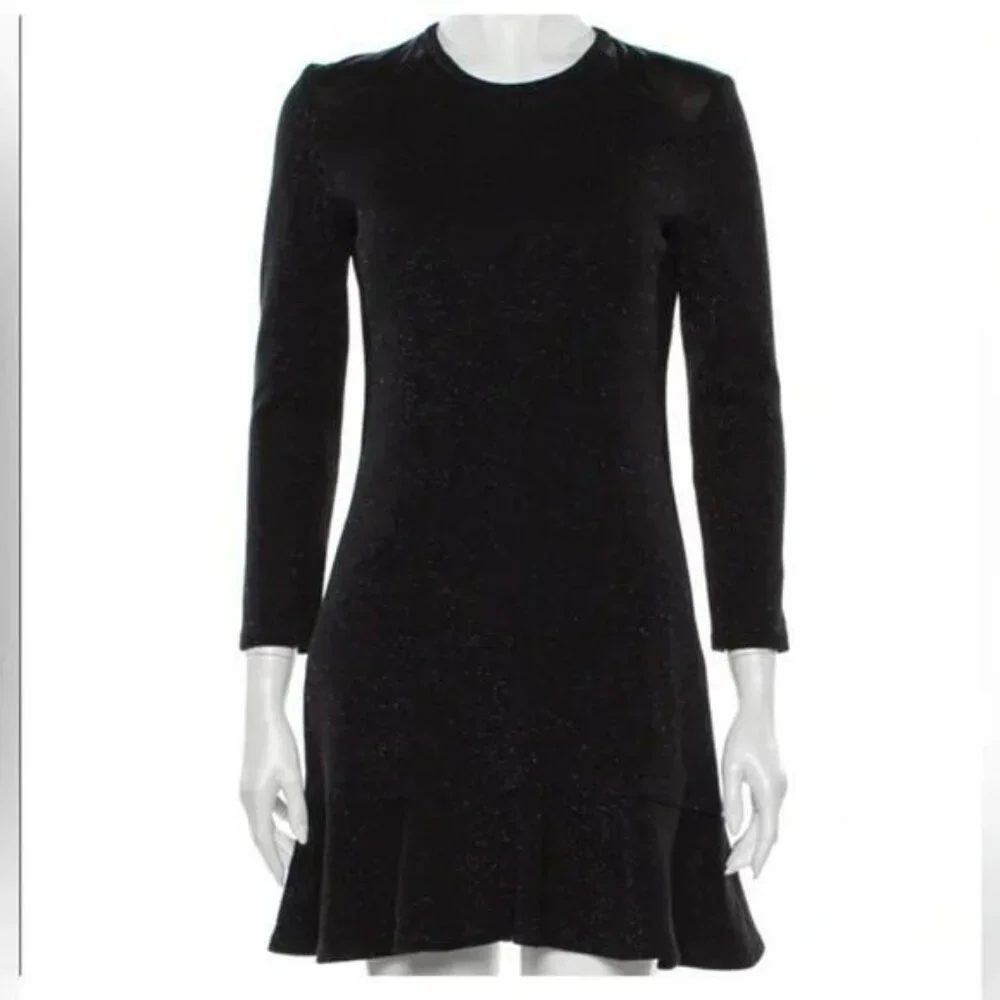 SANDRO Wool Blend Metallic Faux Leather Dress Size 6 - Picture 2 of 11